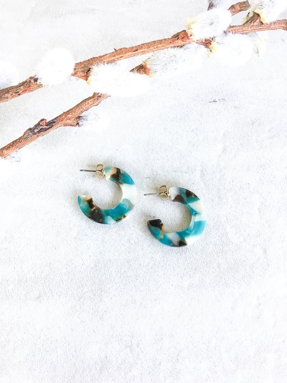 Hera Sea Green Tortoise Hoop Earrings Tortoise Shell Hoop Etsy