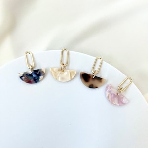 Kolczyki Brene Drop Dangle Tortoise, Kolczyki z skorupy żółwia, Kolczyki z octanu, Kolczyki z żywicy, Kolczyki akrylowe