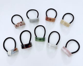 Cintas elásticas para coleta Lily con diseño de carey, accesorios minimalistas para el cabello, sujetador de coleta de acetato, elástico para el cabello con diseño de carey