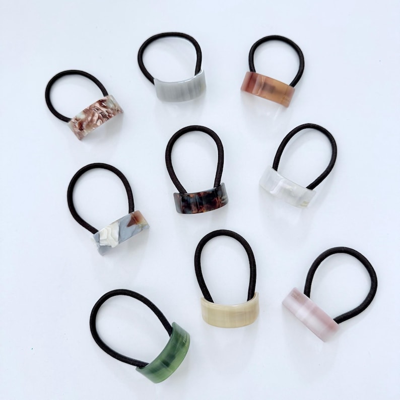 Lily Sköldpaddsskal Hästsvans Resårband Manschettband, Minimalistiska Håraccessoarer, Acetat Hästsvanshållare, Sköldpaddsskal Hårresårmanschett bild 5
