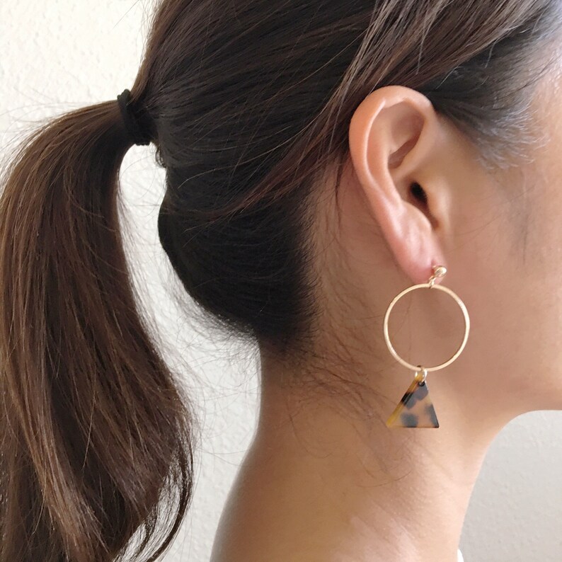 Triangle Tortoise Shell Dangle Earrings Tortoise shell earrings tortoise earrings acetate earrings cute earring gift for her B-25