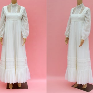 1960s Long Wedding Dress White Iconic Classic Seventies Vintage
