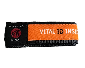 Child Kid Youth Adjustable Vital Safety ID Bracelet Orange