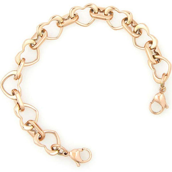 Medical ID Rose Gold Stainless Open Heart Interchangeable Bracelet Strand 6 Sizes