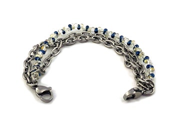 Sterling Silver Solid Link Ladies Figaro /& Heart Charm Bracelet 7.5 inch 3.7g.