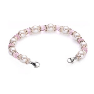 Medical ID White Pearl & Pink Bead Interchangeable Bracelet Strand