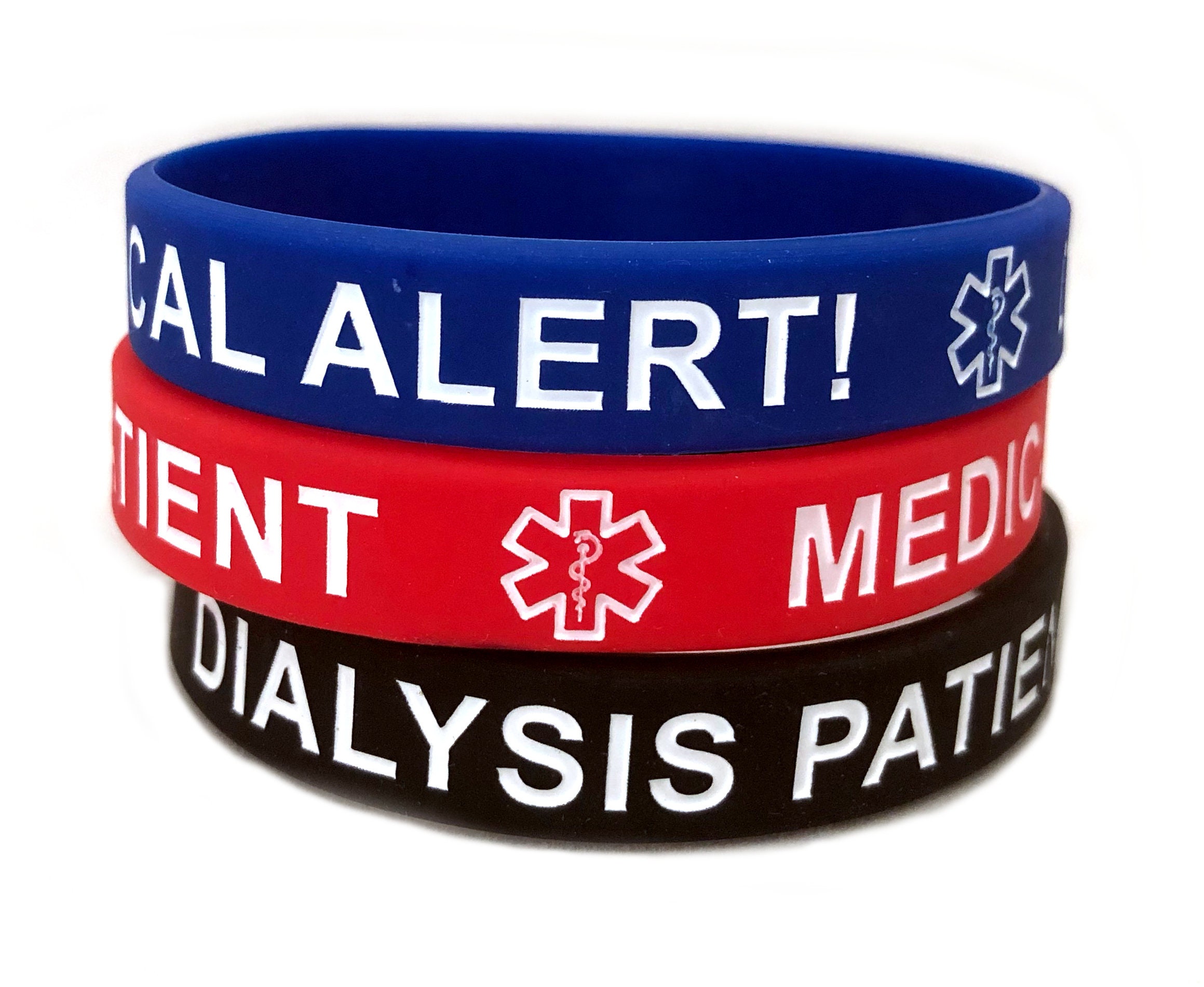 Dialysis Patient Adult Silicone Medical Alert Bracelets Lot of - Etsy