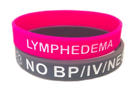 3 Adult Sizes! No Bp//IV//Needles Silicone Bracelet Pink Lymphedema Lot of 2