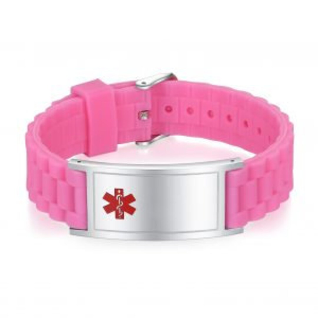 SALE Lymphedema Alert No BP IV Pink Braided Stainless Silicone Bracelet