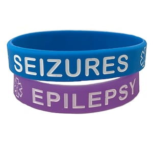 2 Sizes! Epilepsy and Seizures Silicone Bracelet Set Of 2 Youth & Adult Several Color Choices