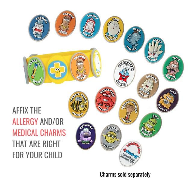 Kids Allergy Medical ID Silicone Multi Charm & Bracelet ~ Create Your Own Bracelet!