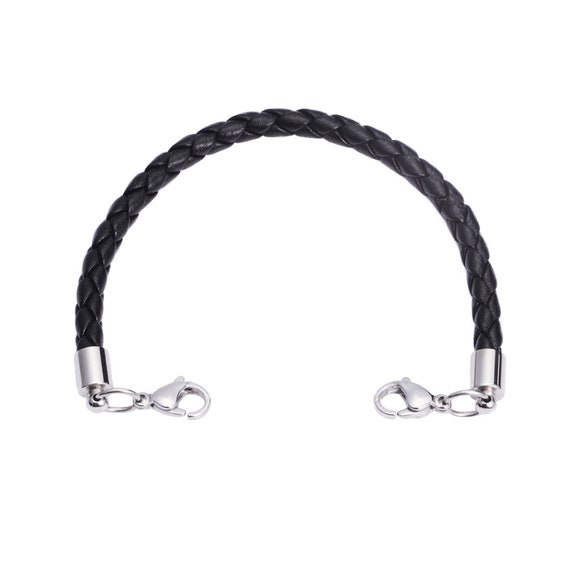 Medical Alert ID Black Leather Bolo Replacement Bracelet Strand 6 Sizes