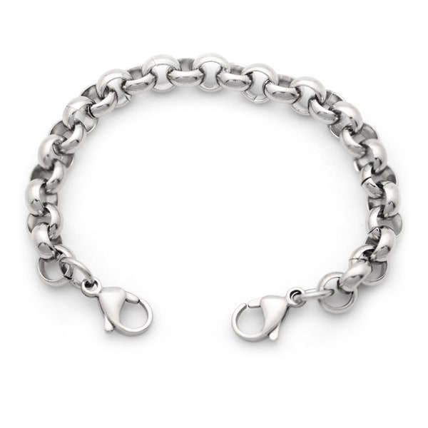 Medical ID Stainless Steel Rolo Interchangeable Bracelet - 7 Sizes!