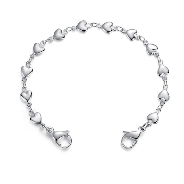 Medical ID Stainless Small Puffy Heart Interchangeable Bracelet - 6 Sizes!