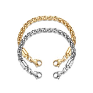 Medical ID Stainless Steel Silver or Gold Wheat Interchangeable Bracelet Strand - 5 Sizes!