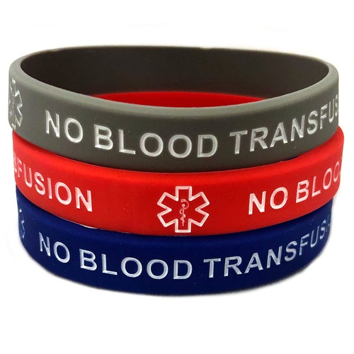No Blood Transfusion Silicone Adult Medical Alert Bracelets - Etsy