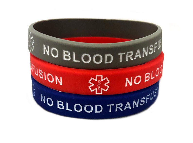 No Blood Transfusion Silicone Adult Medical Alert Bracelets | Etsy
