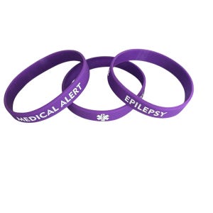 2 Sizes! Epilepsy and Seizures Silicone Bracelet Set Of 2 Youth & Adult Several Color Choices Epilepsy 8" - 3 PC