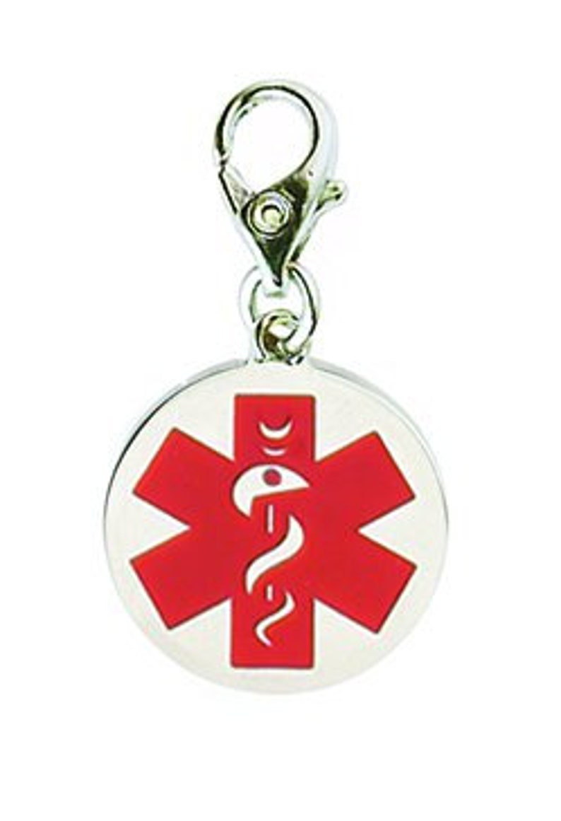 Round Medical Alert ID Charm or Zipper Pull Etsy