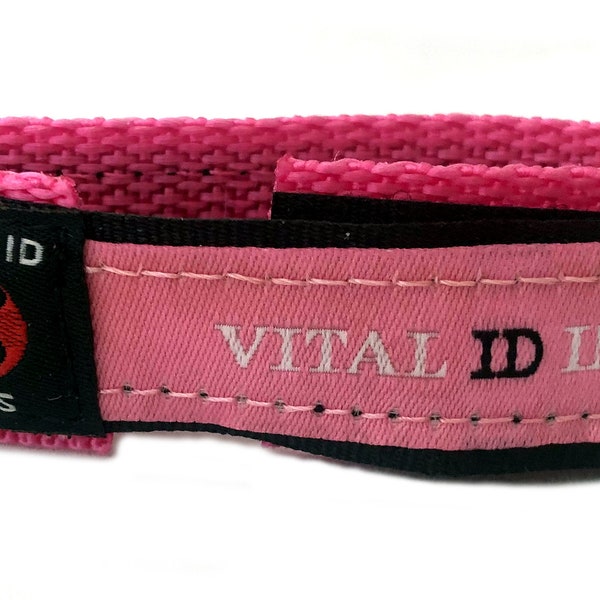 Child Kids Pink Safety Vital ID Wristband Bracelet - As Is