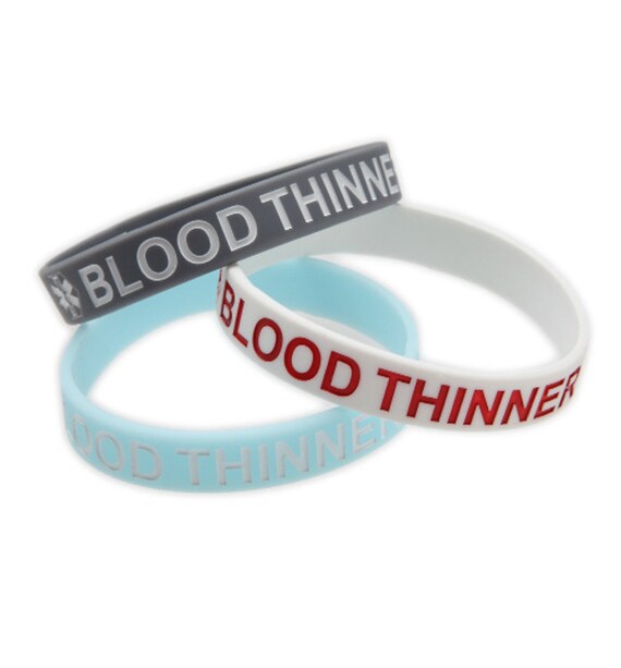 Blood Thinner Silicone Medical Adult Bracelets Set of 3 Etsy