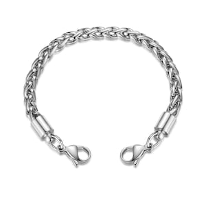 Medical ID Stainless Steel Silver Wheat Interchangeable Bracelet Strand - 5 Sizes!