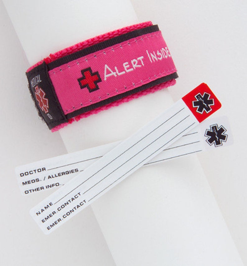 Youth Small Adult Adjustable Medical Alert ID Bracelet Pink
