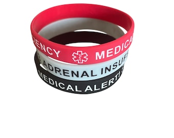 INSUFFISANCE SURRÉNALE Alerte médicale ! Bracelets en silicone ~ lot de 3