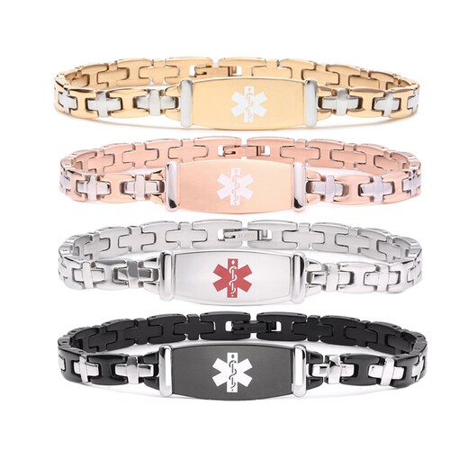 Medical Alert ID Bracelet Women Lightweight Stainless Steel Etsy
