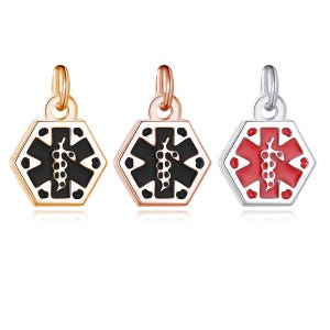 Medical Alert ID Symbol Mini Charm Silver, Gold, Rose Gold Stainless - Sold INDIVIDUALLY!