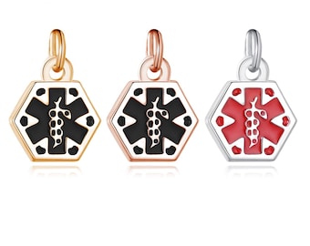 Medical Alert ID Symbol Mini Charm Silver, Gold, Rose Gold Stainless - Sold INDIVIDUALLY!