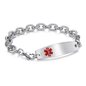 Custom Engrave Stainless Steel Cable Chain Medical ID Bracelet - Etsy