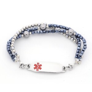 Medical ID Beaded Bracelet – Double Strand Interchangeable, Stainless Clasps, Petite Bead Design