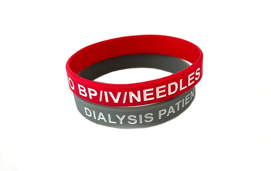 2 Sizes Dialysis Patient No Bp/iv/needles Silicone Bracelet Set of 2