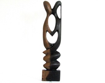 Modern wood statue Rustic decor 5th Anniversary Wedding gift Wood art Wood sculpture Anniversary gift Family man women gift I love you gift