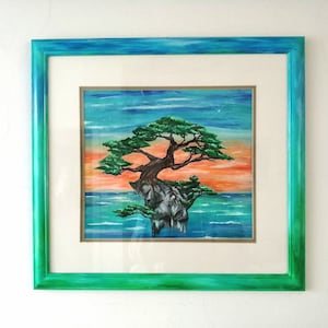 Pintura de arte original, pintura a óleo acrílica, presente, nova casa, presente de inauguração, árvore, arte abstrata, imagem emoldurada, presente, suspensão de parede
