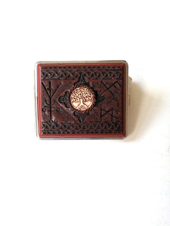 Cigarette Case Pagan Wiccan Tree of Life Cigarette Box Mens Gift Gift for  Him Celtic Protection Bind Rune Gift for Dad Fathers Day Gift