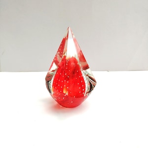 Art glass paperweight Vintage Murano controlled bubbles rare pyramid Paperweight Housewarming office decor Spyritual healing decor Gift idea