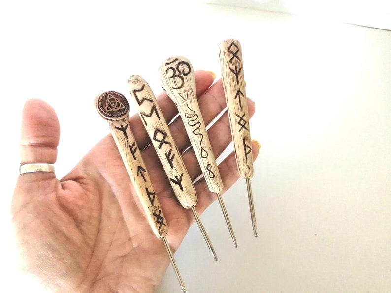 Crochet Runes Crochet Hooks Celtic Rune Bindrune Hook Set of 4 Sizeunusual Unique ...