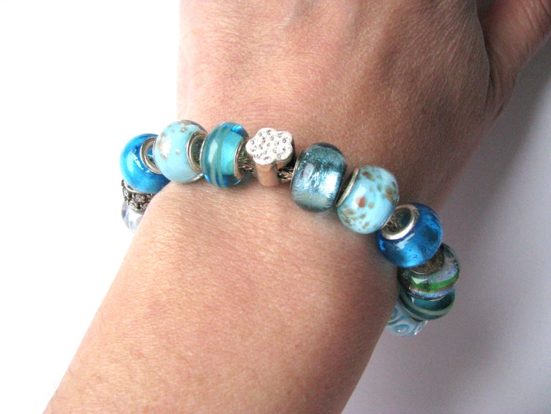 Murano glass beaded bracelet Glass beaded bracelet 925 sterling silver glass bracelet Luxury vintage lampwork beads bracelet Venetian glass