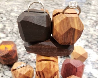 Natural and unique wooden ring display stones. Stacking stones for jewelry display. Display your rings with these beautiful wood stones