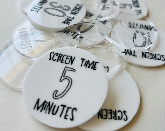 Screen time tokens for kids & toddlers / Phone, Tablet tracker tokens / Chore tokens / Back to school