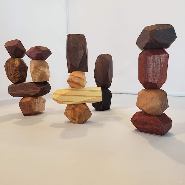 Natural Wooden Stacking Rocks Toddler toy Montessori Toy Stacking Blocks wooden kids toy Wooden Balancing Stones Japanese Stones Ships Fast