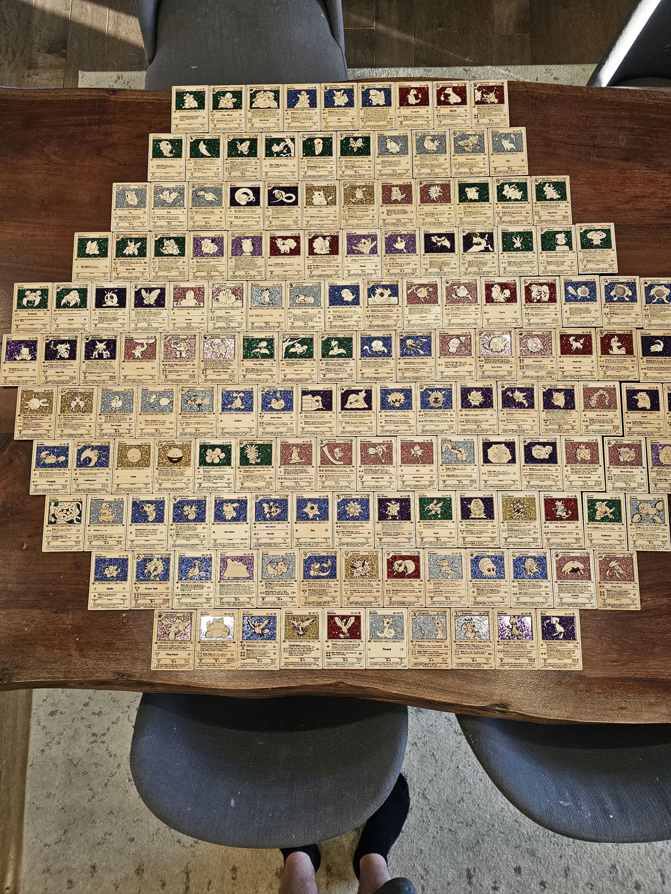 Full Master Set All 151 Original Pokemon Cards Made in Wood