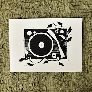 Tourne-disque et impression linogravure Pothos 5 x 7