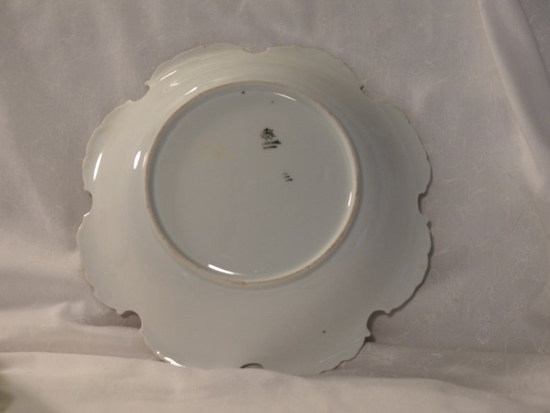 Ornate Rosenthal Monbijou Bavaria Floral Center Bowl With Ornate Double ScallopedRuffled Gold Trim Rim Hand Painted Bavaria Bowl