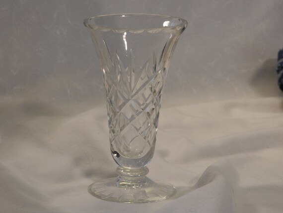 Clear Pressed Glass Footed Bud Vase Vintage Clear Glass Vase Etsy