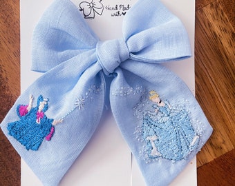 Fairy godmother & Cinderella Hand embroidery/Cinderella Bow/Princess Bow