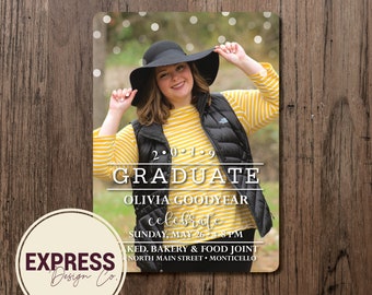 CUSTOMIZED Photo Polka Dot Graduation Grad Party Invitation