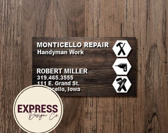 Customized Personalized Repair Construction Carpentry Handyman Woodworking Business Card FREE SHIPPING
